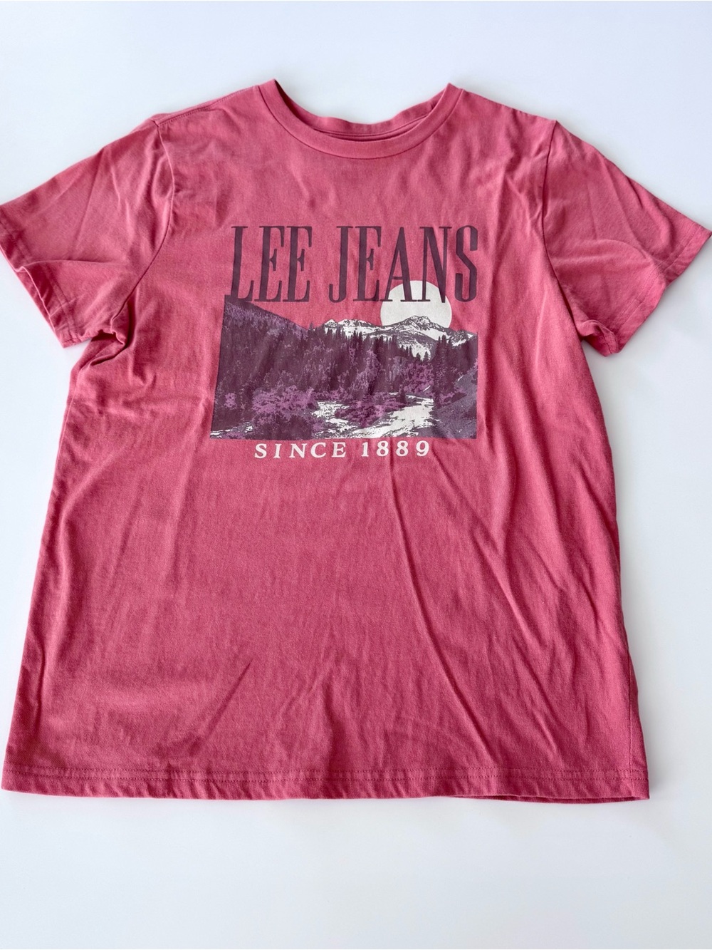 Lee Jeans Women’s Retro Mountain Graphic T-Shirt in Rose Pink, size M